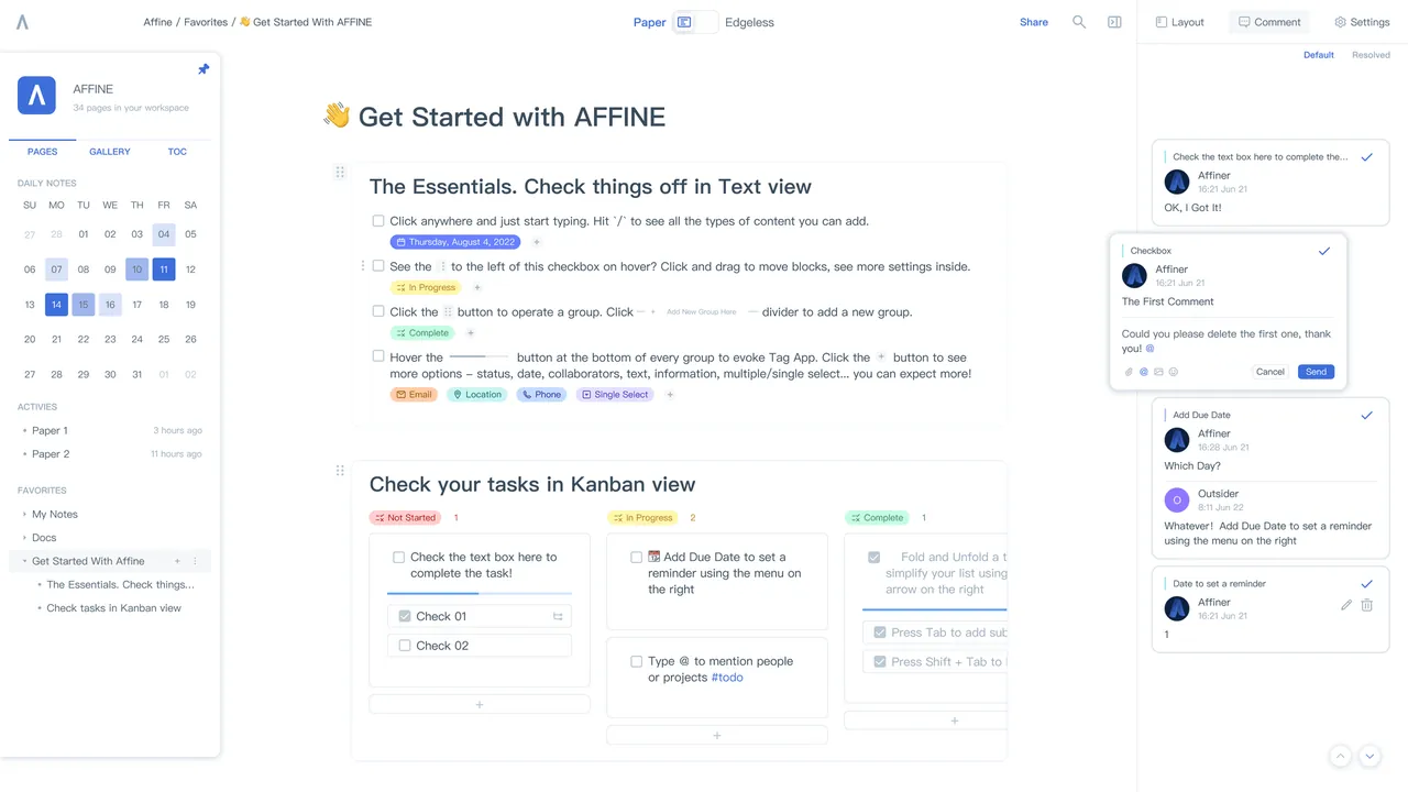 Affine interface