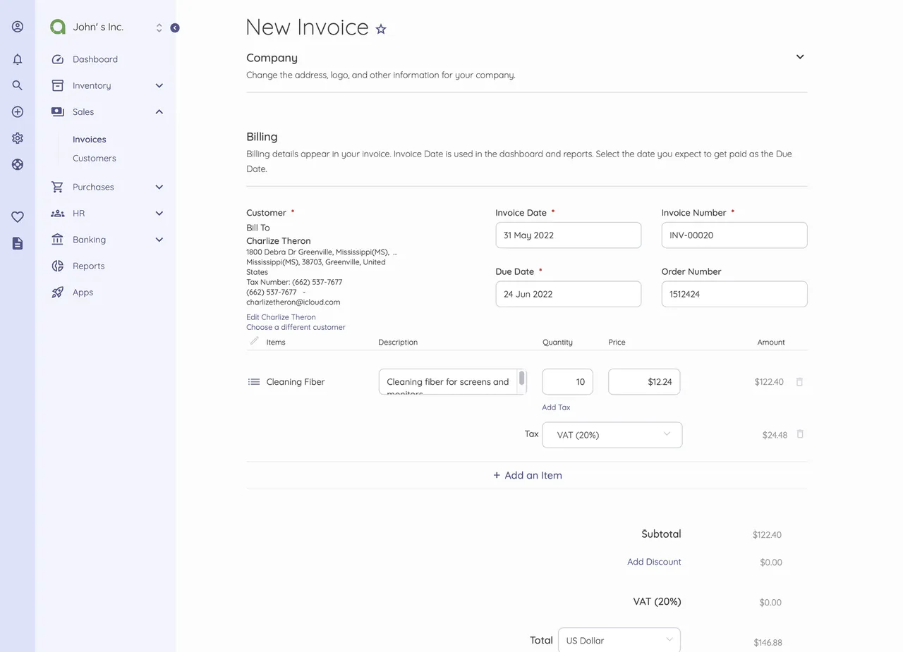 Akaunting interface