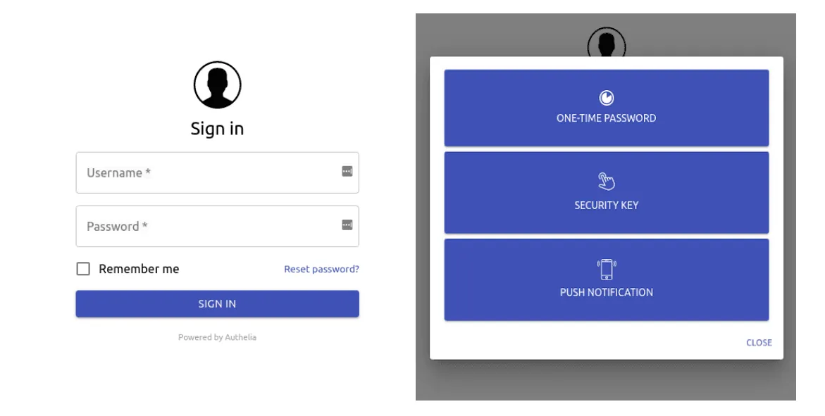 Authelia interface