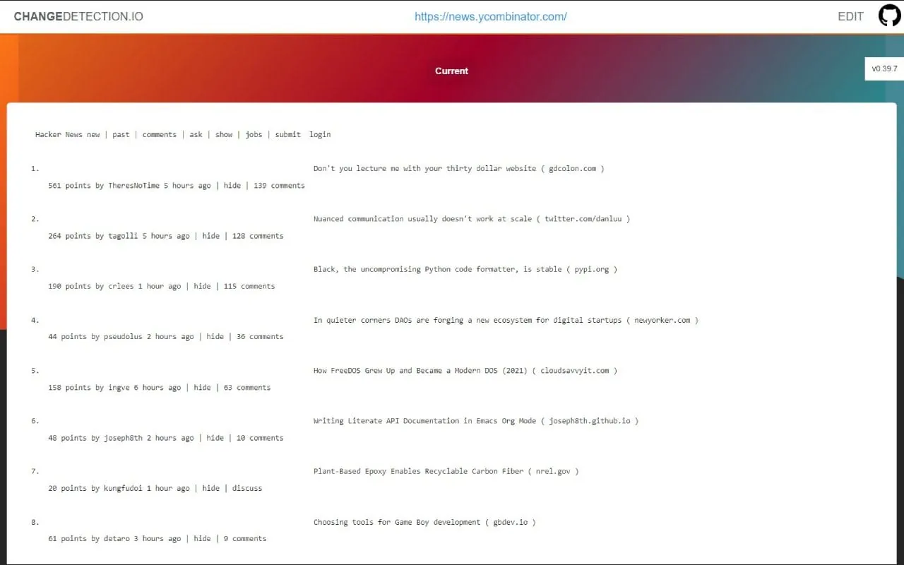 ChangeDetection screenshot 2