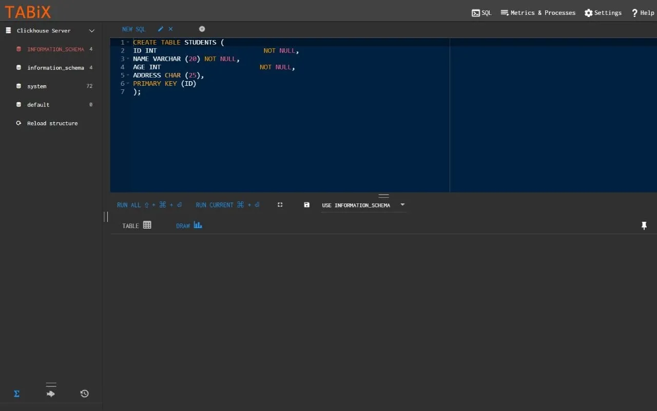 ClickHouse interface