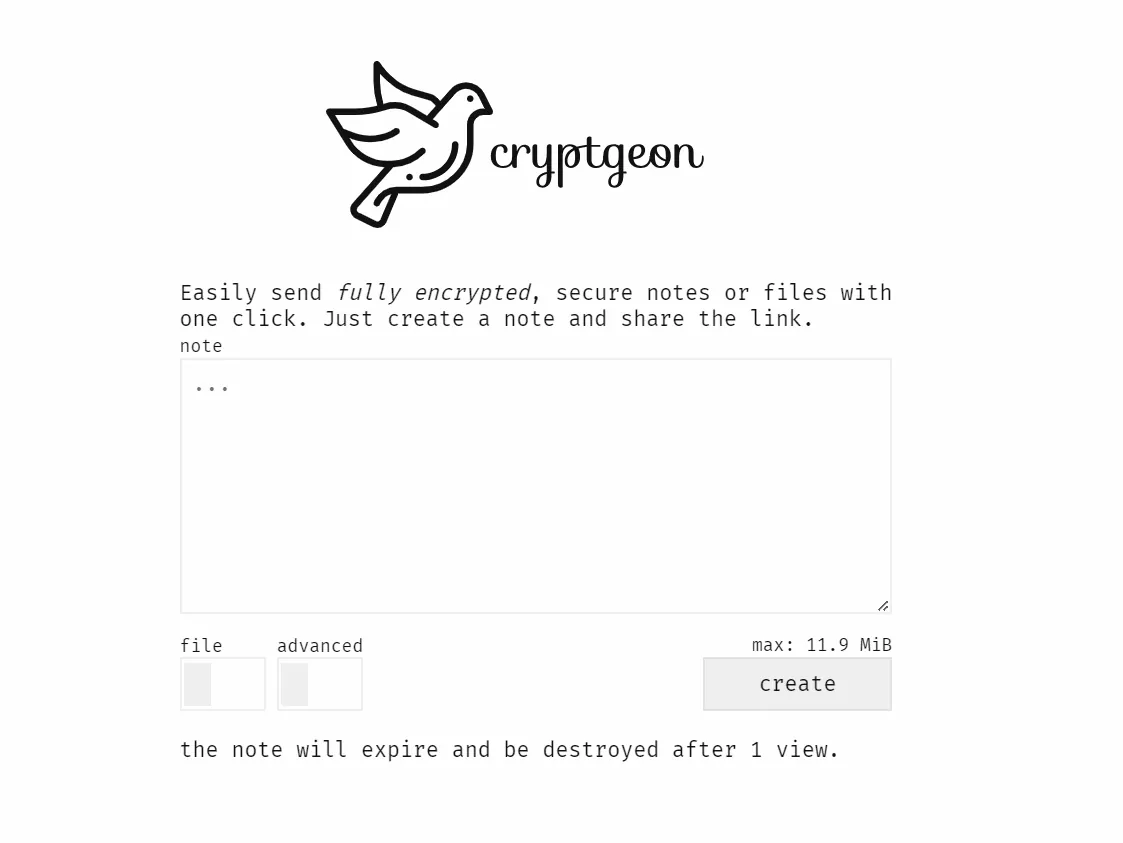 Cryptgeon screenshot 2