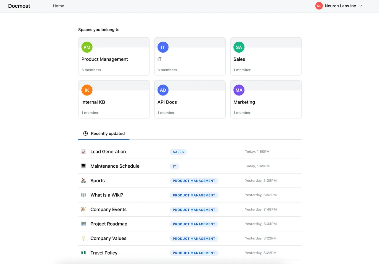 Docmost interface
