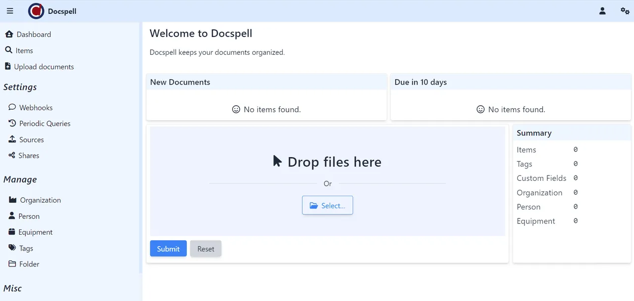 Docspell interface