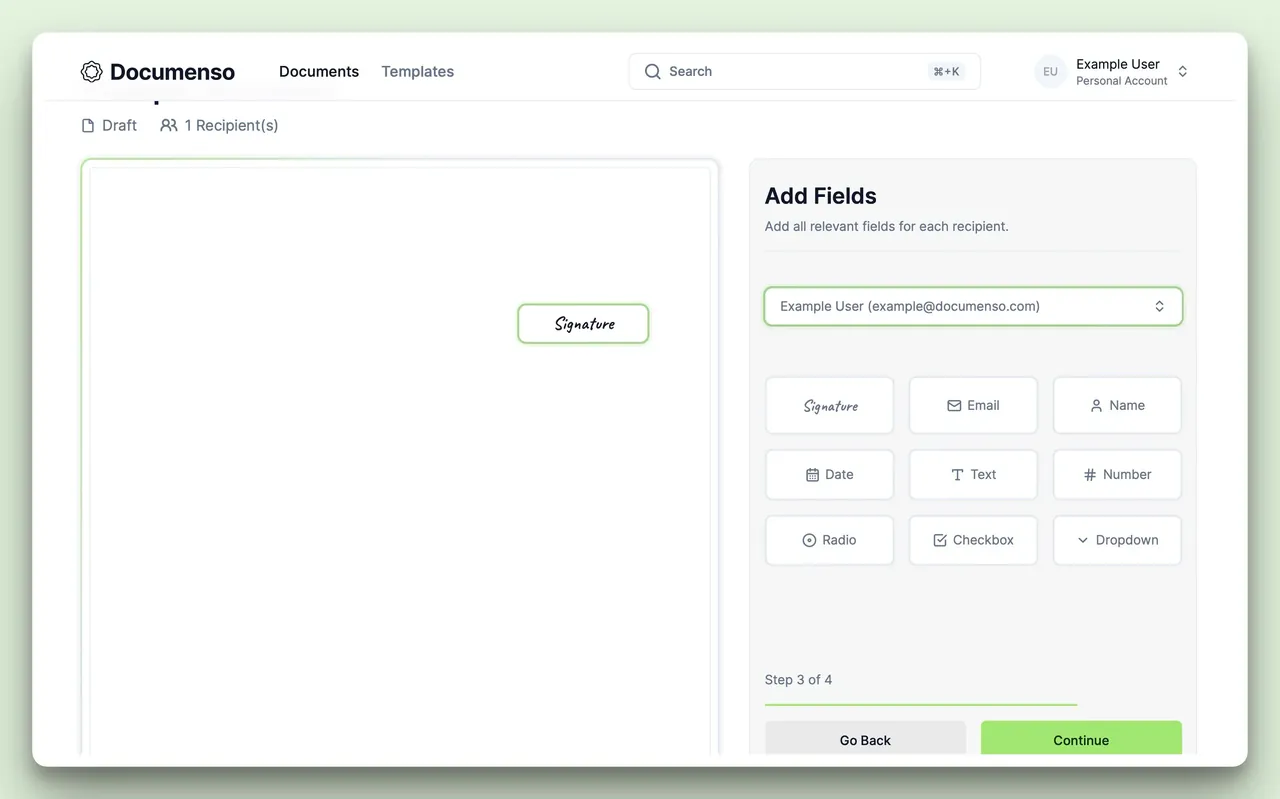 Documenso interface
