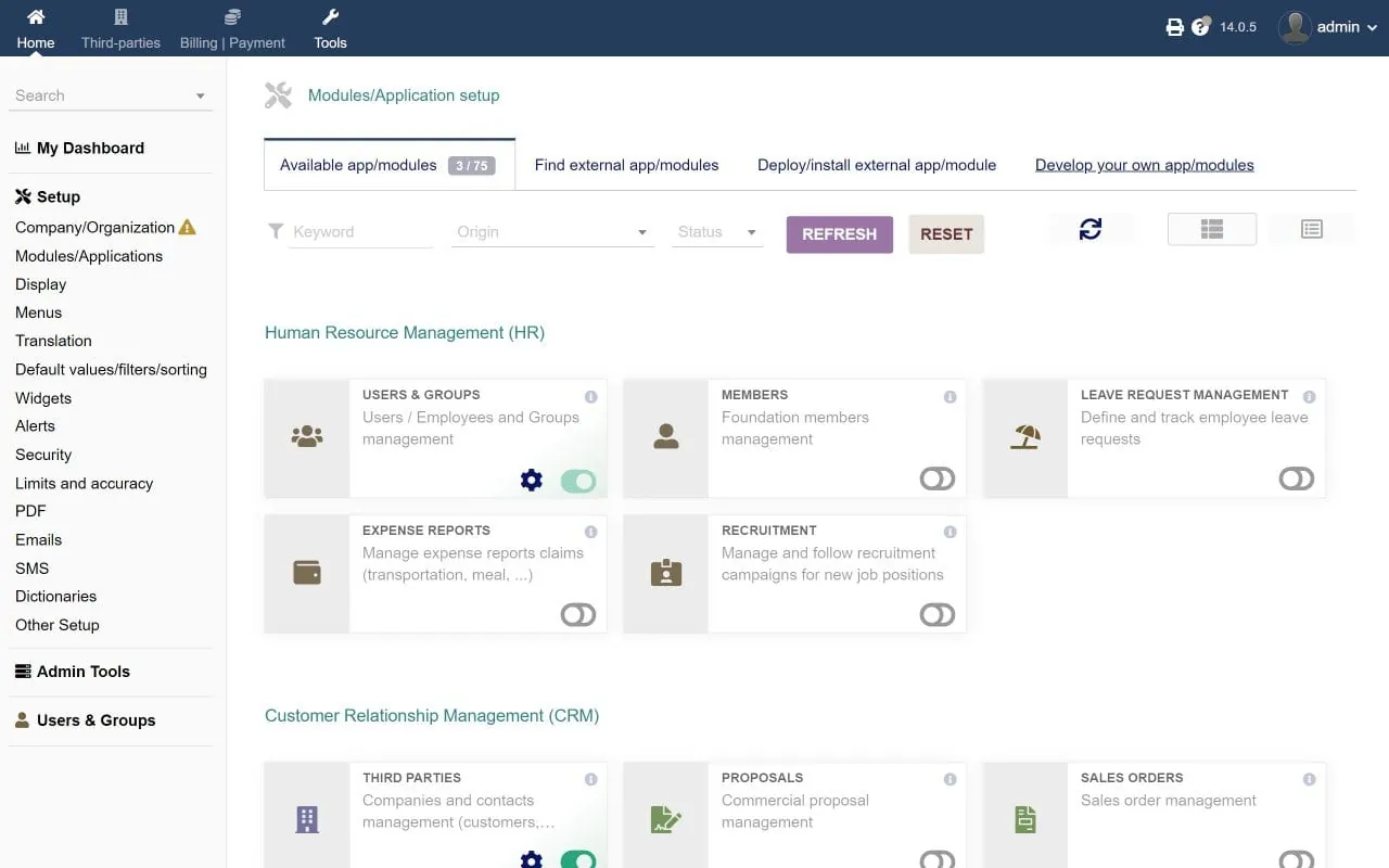 Dolibarr interface