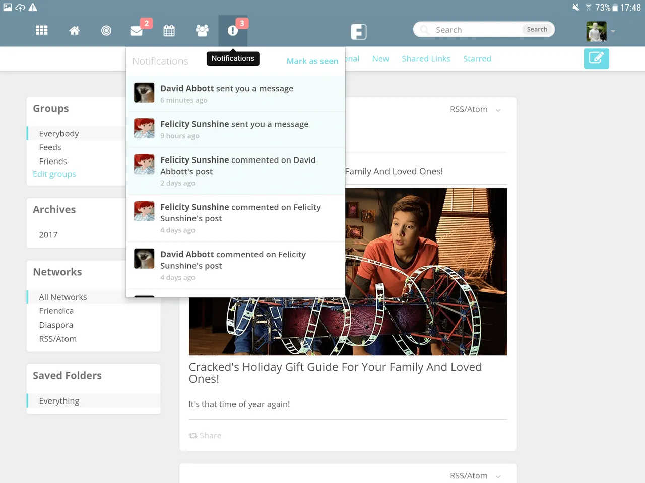Friendica interface