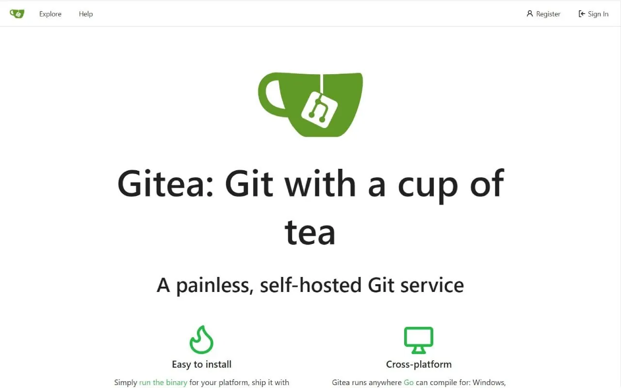 Gitea interface
