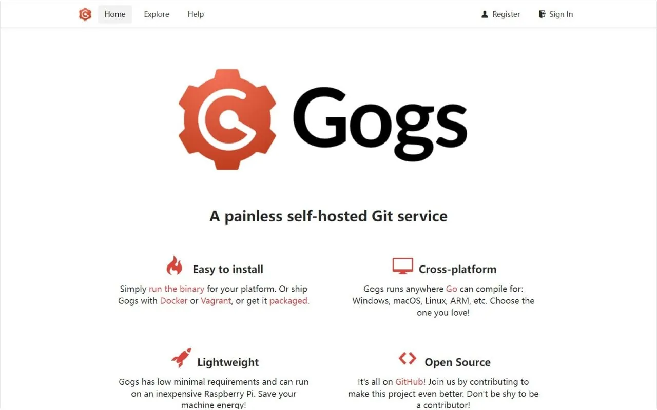Gogs interface