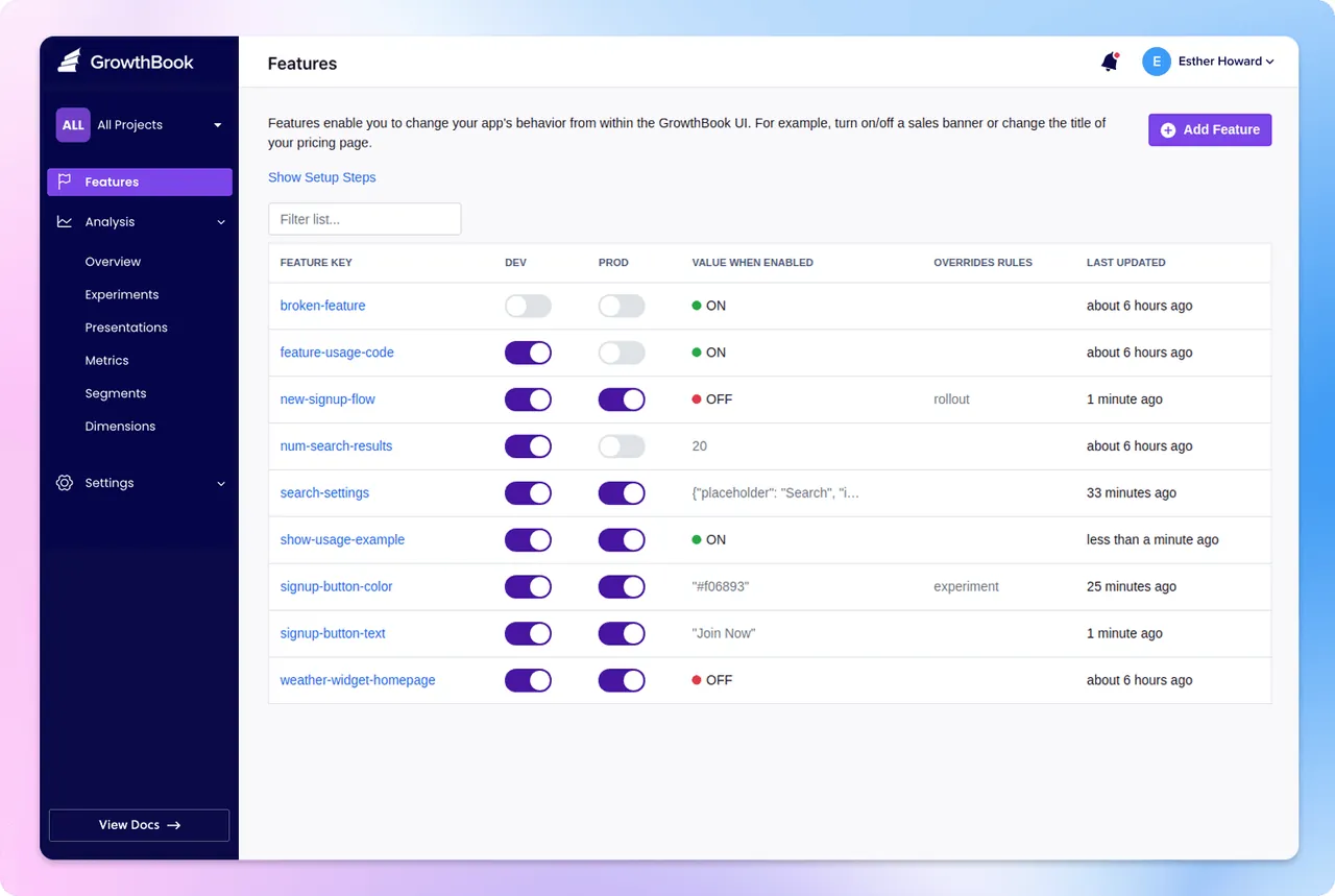 GrowthBook screenshot 2
