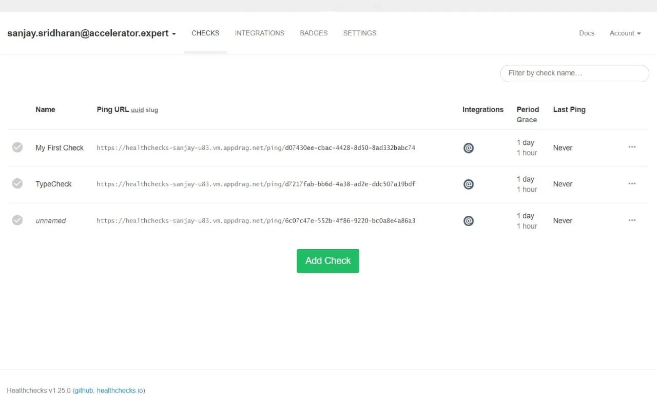 Healthchecks interface