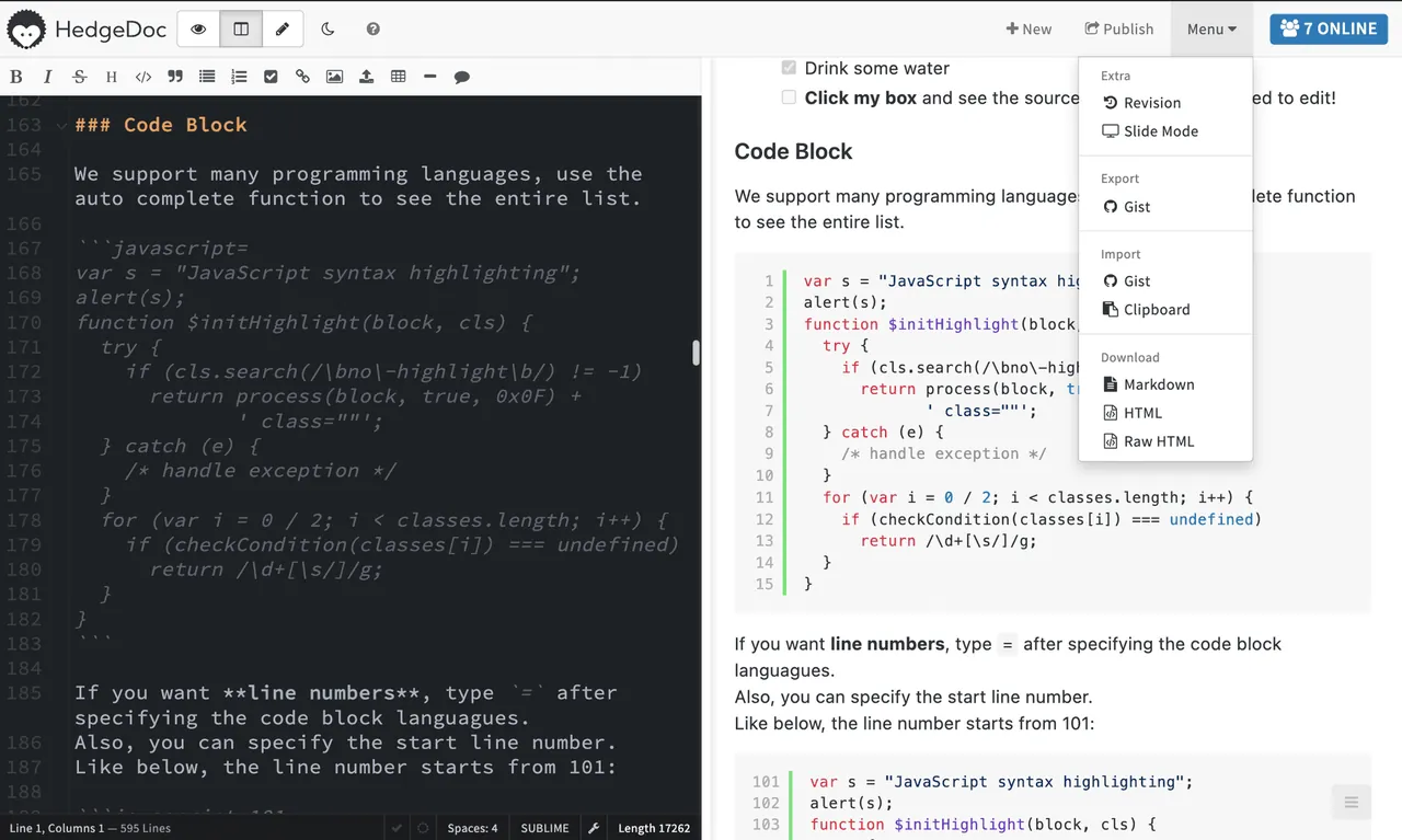 HedgeDoc interface