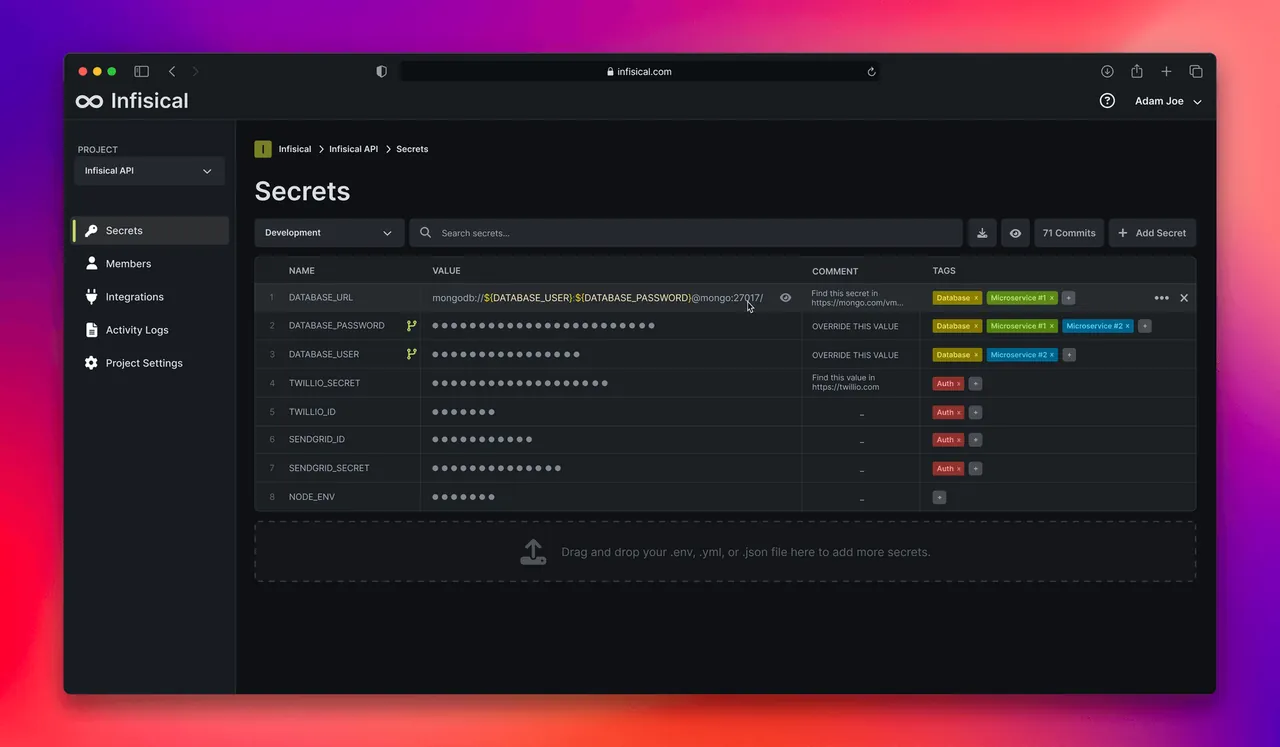 Infisical screenshot 2