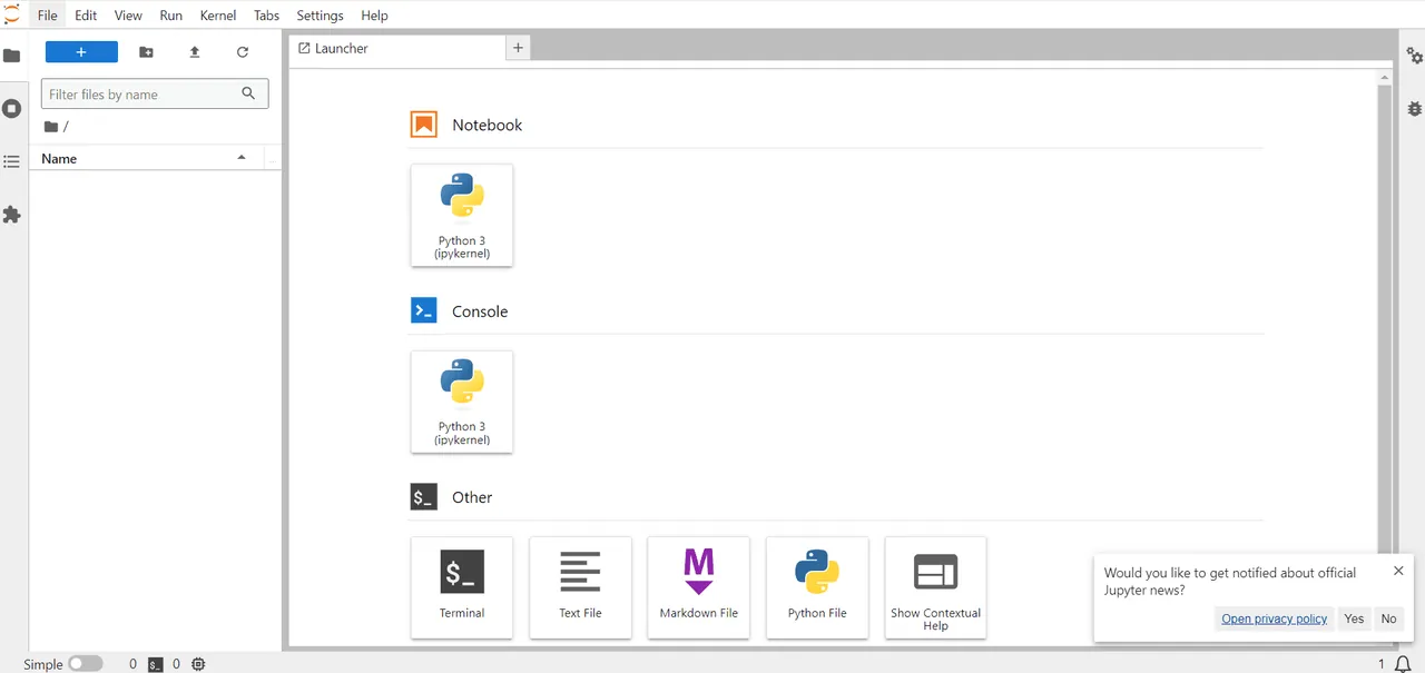 JupyterHub interface