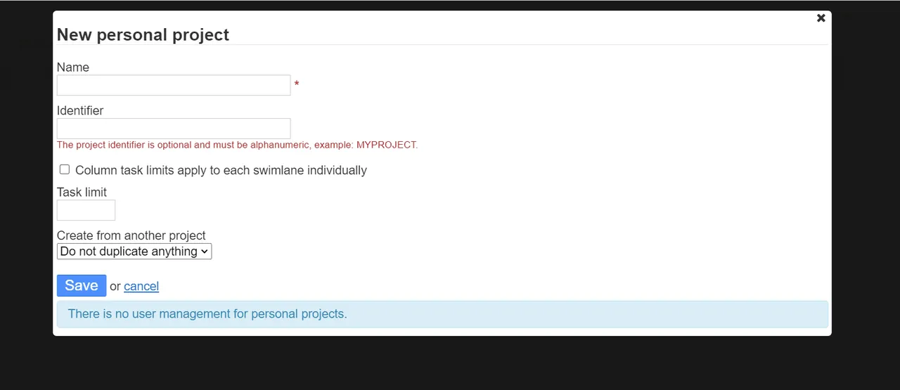 Kanboard interface