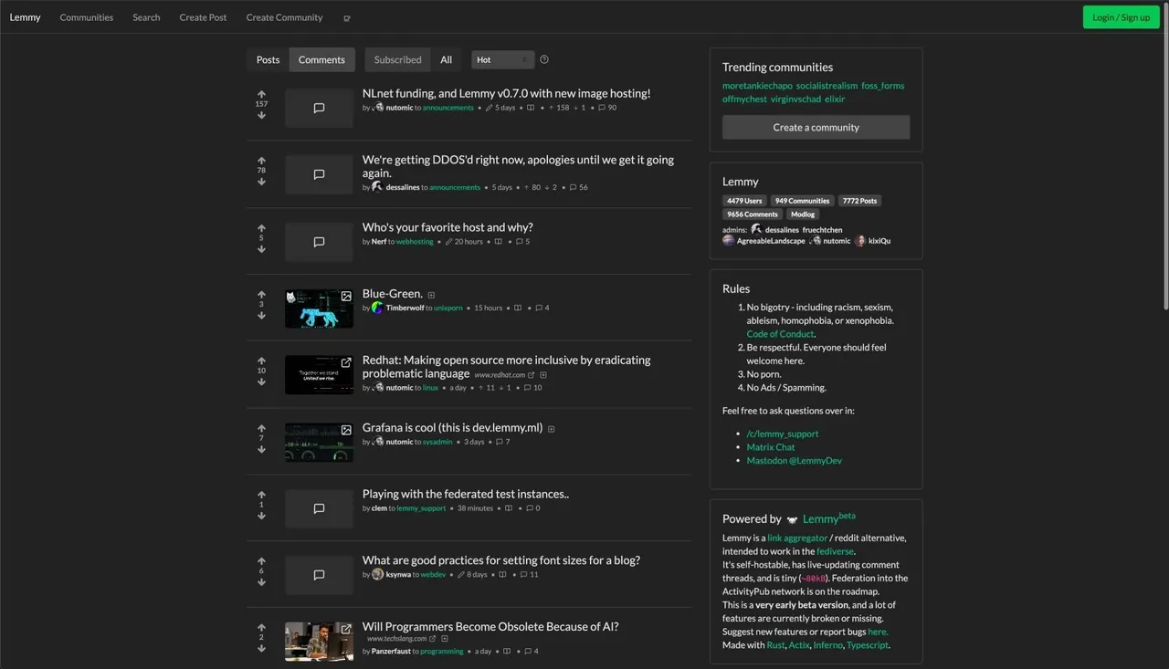 Lemmy interface