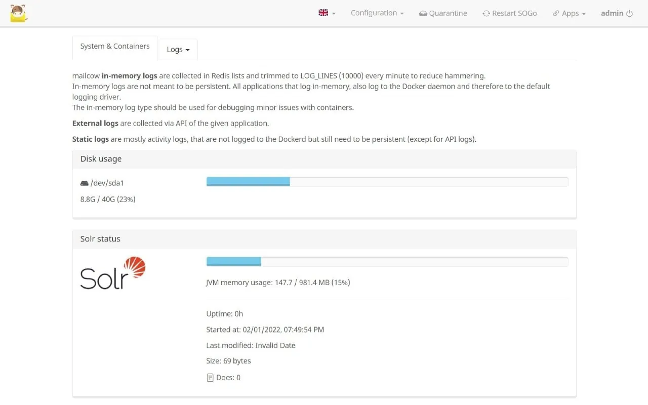 MailCow screenshot 2