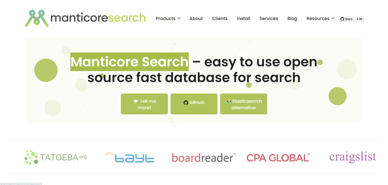 ManticoreSearch screenshot 2