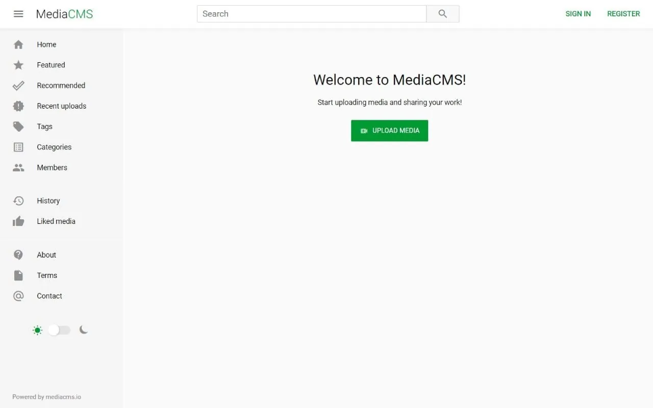 MediaCMS interface