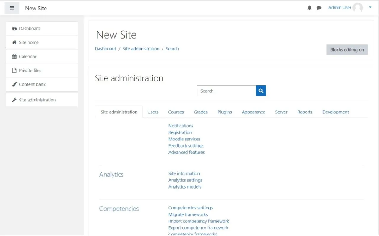 Moodle screenshot 2