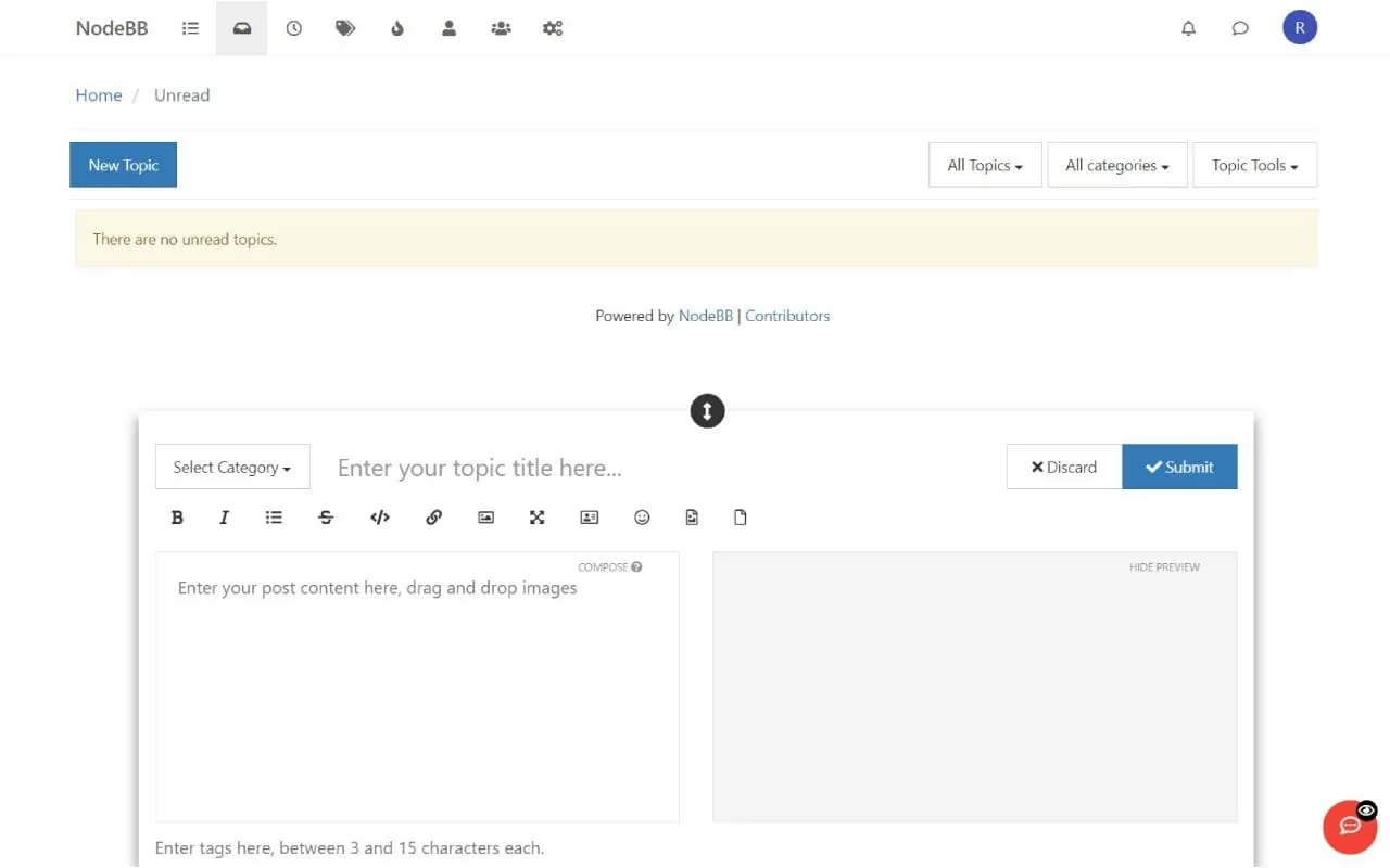 NodeBB interface