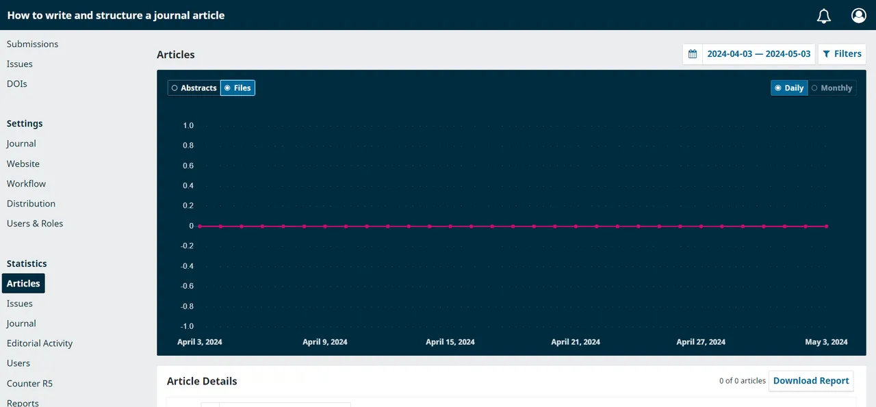 OJS interface