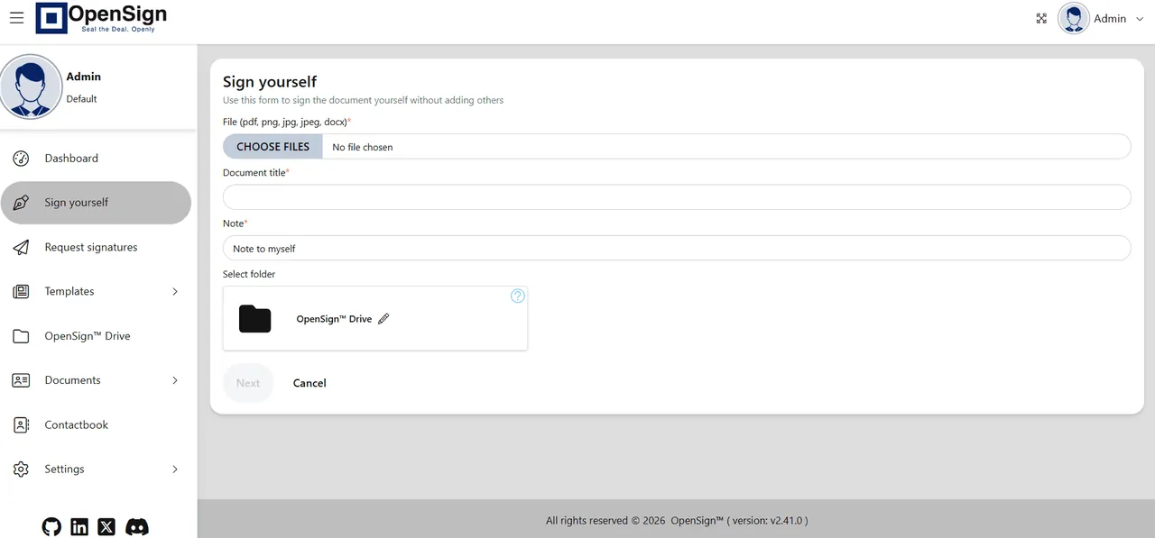 OpenSign interface
