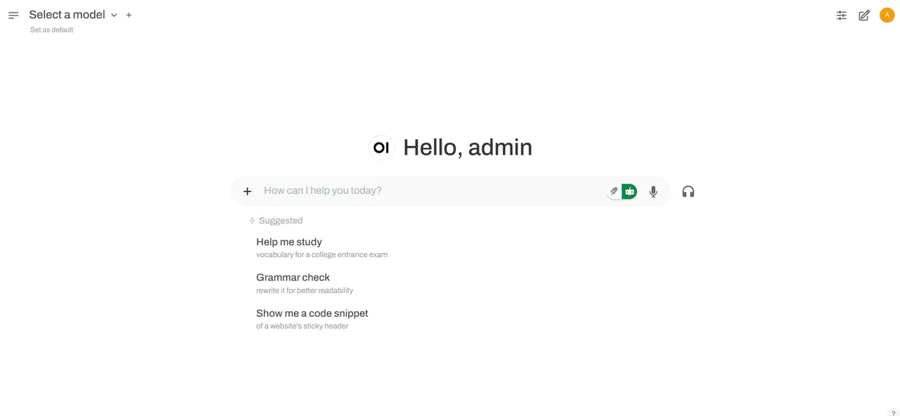 Open WebUI interface