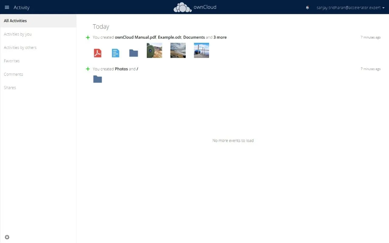 ownCloud interface