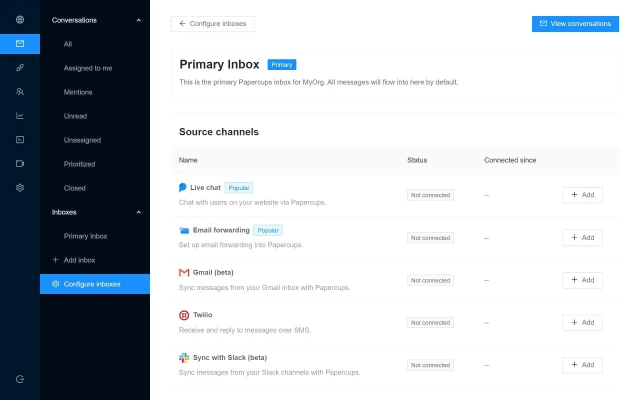 Papercups screenshot 2