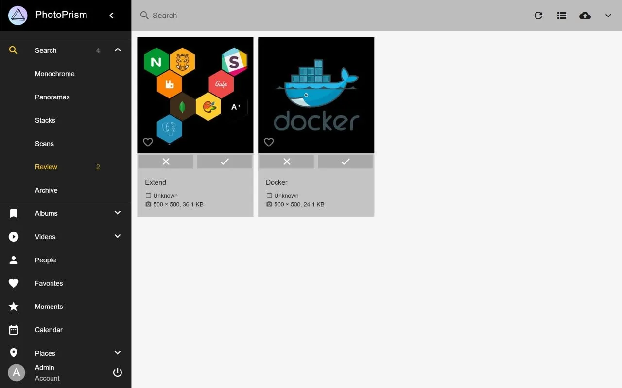 PhotoPrism interface