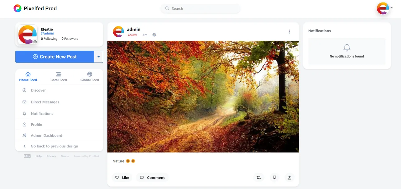 Pixelfed interface