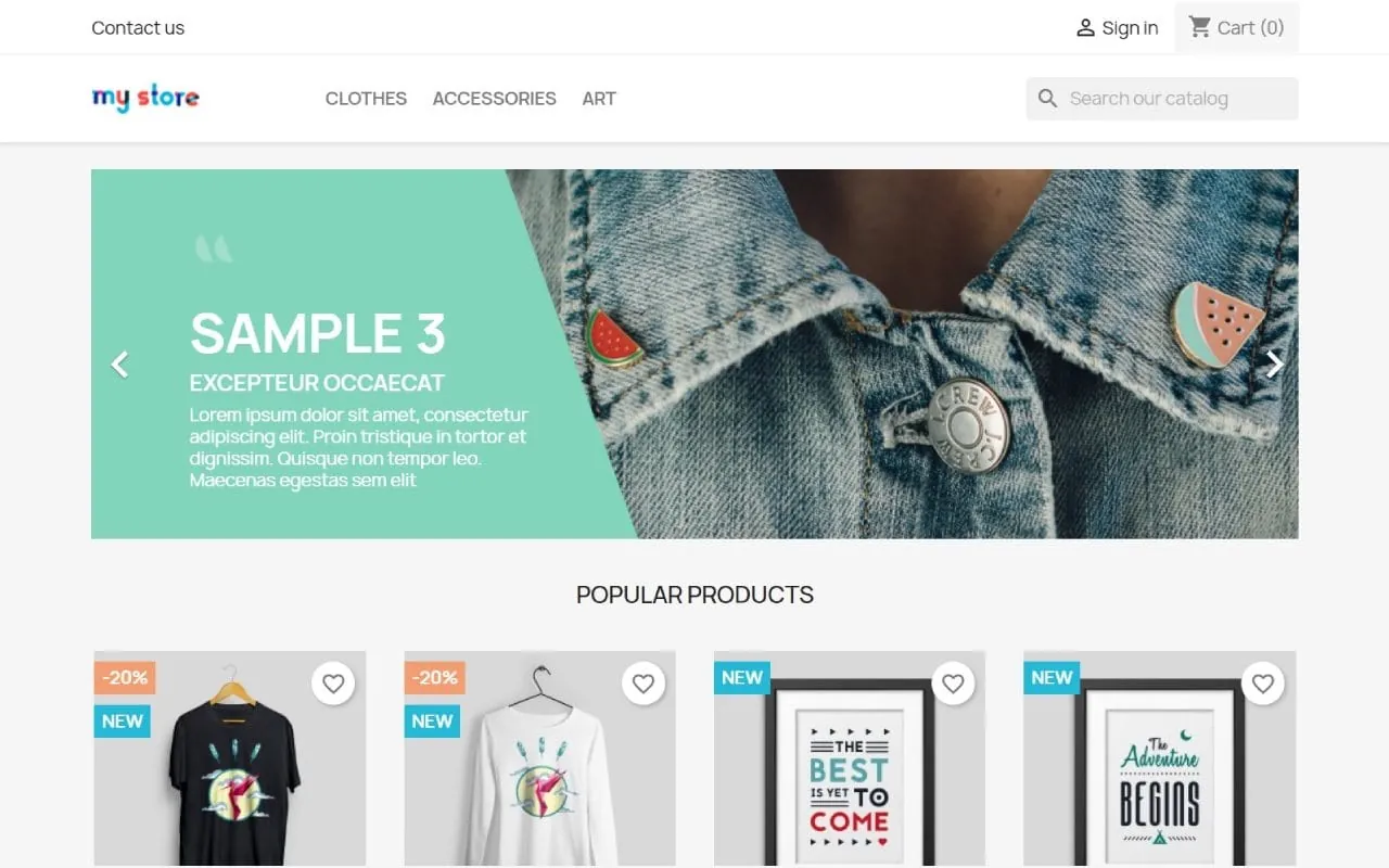 Prestashop interface