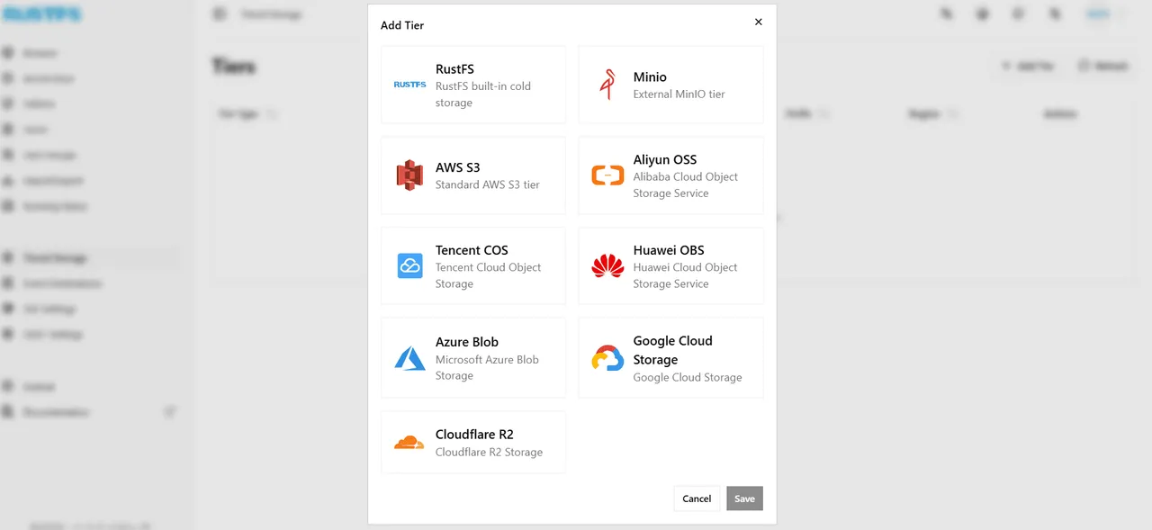 RustFS interface