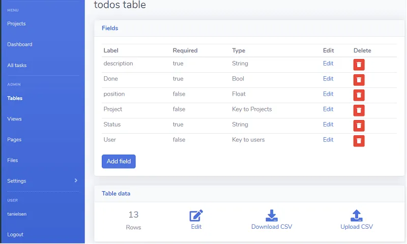 Saltcorn interface
