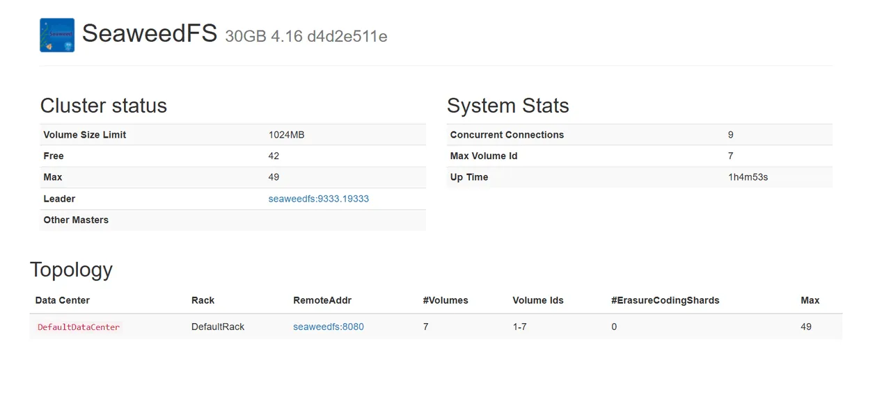 SeaweedFS screenshot 2