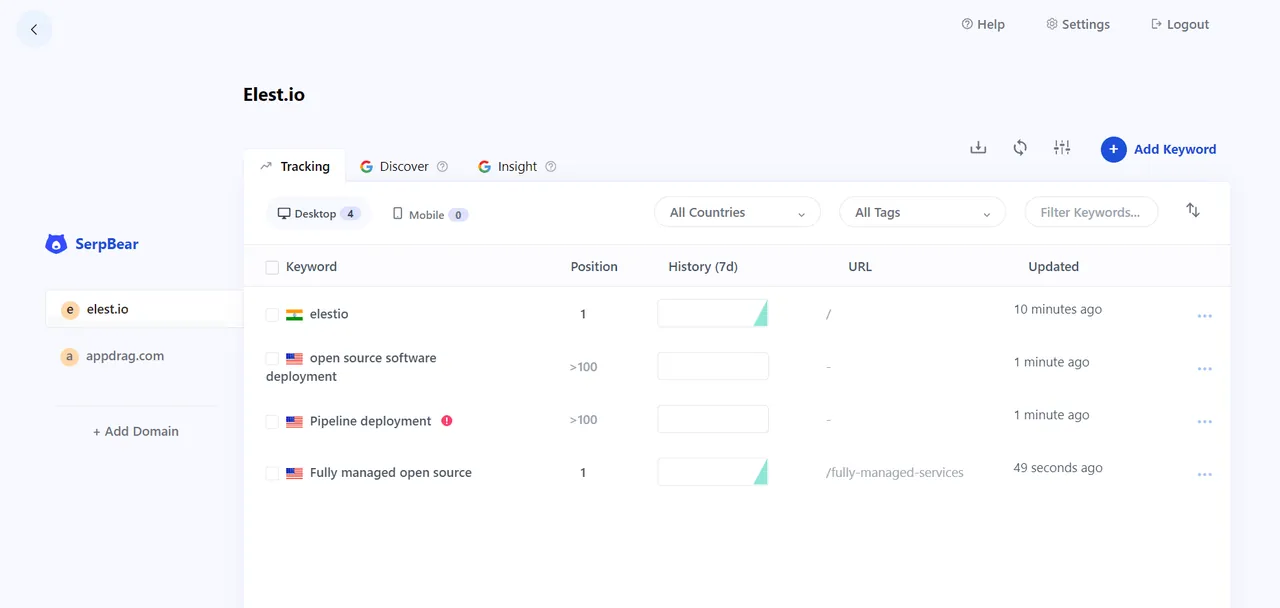 SerpBear screenshot 2
