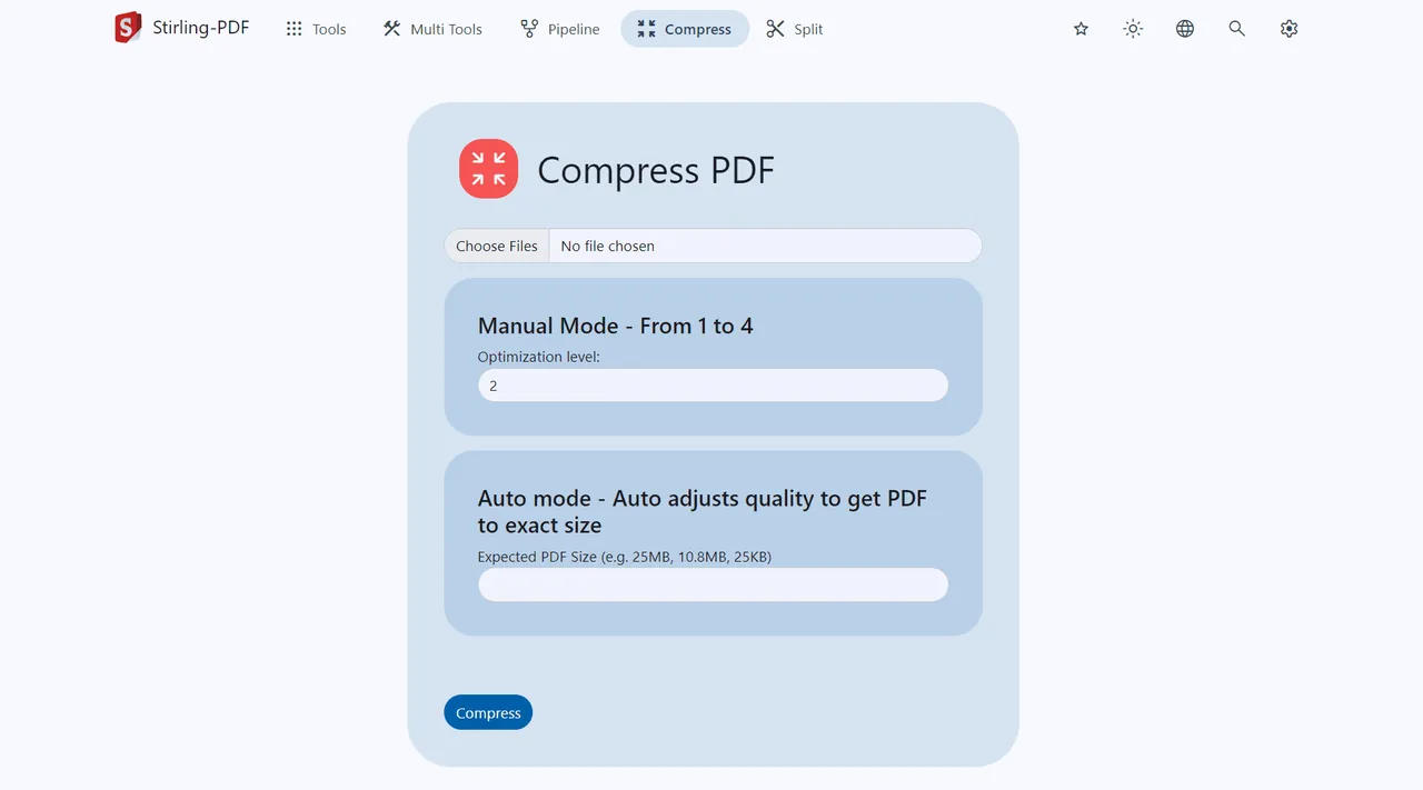 Stirling-PDF interface