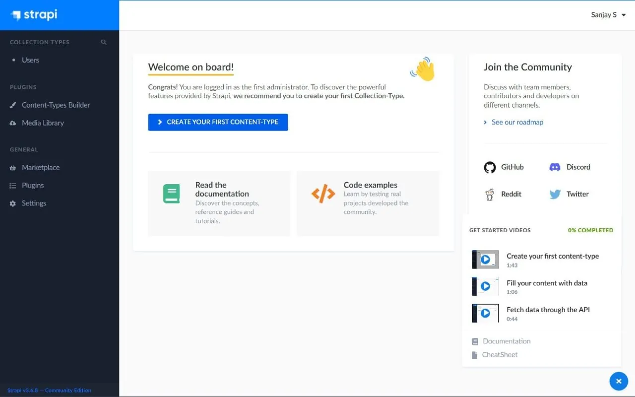 Strapi interface