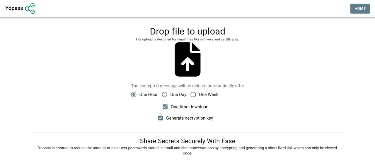 Yopass interface