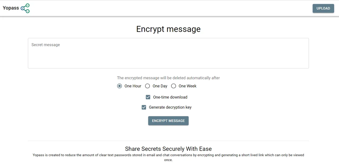 Yopass screenshot 2