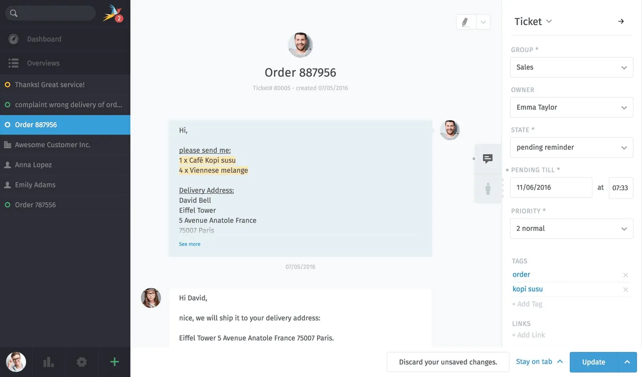 Zammad screenshot 2