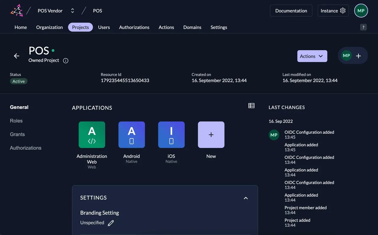 Zitadel interface