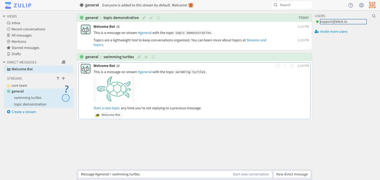 Zulip interface